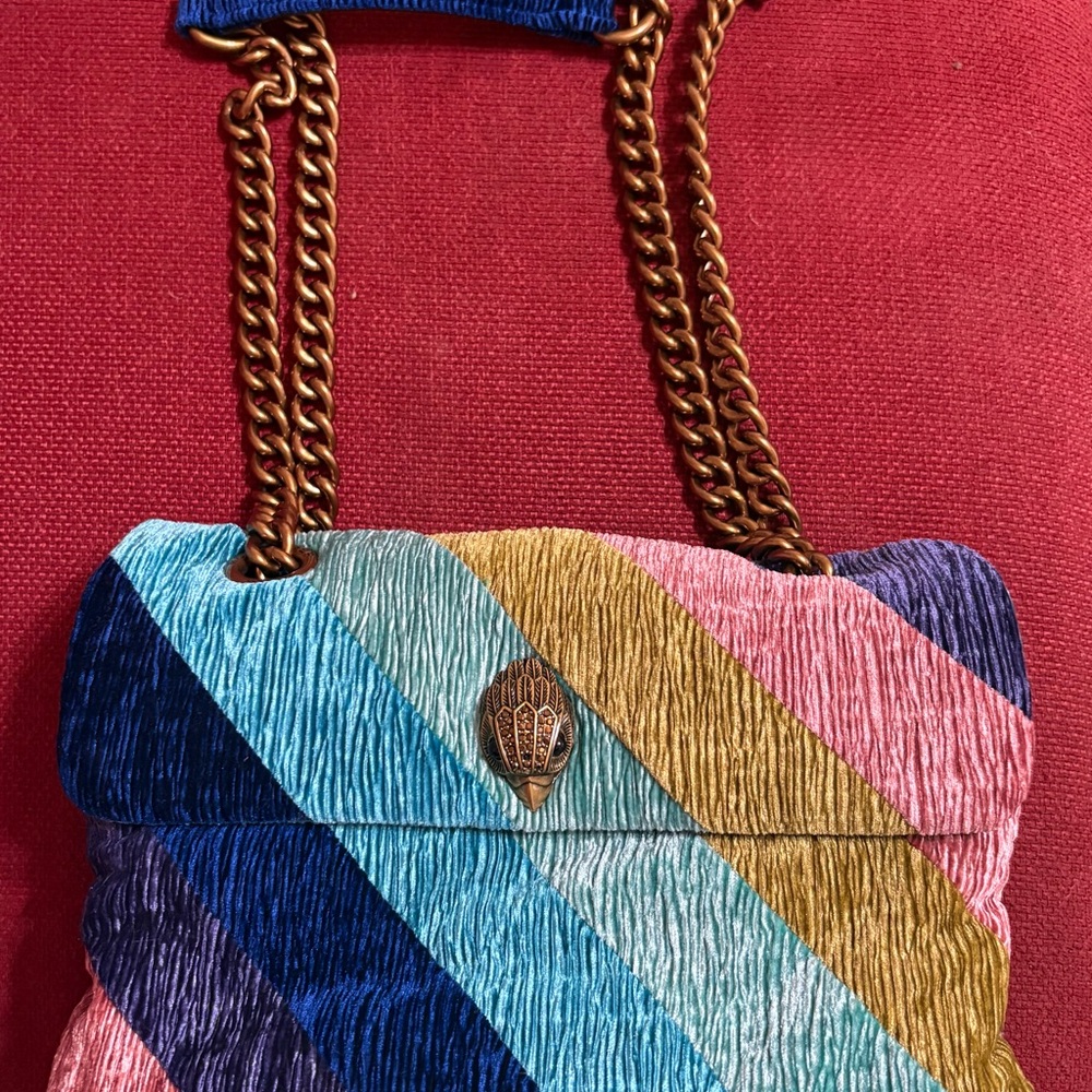 Kurt Geiger Velvet Multicolor Striped Women's Bag, The Kensington